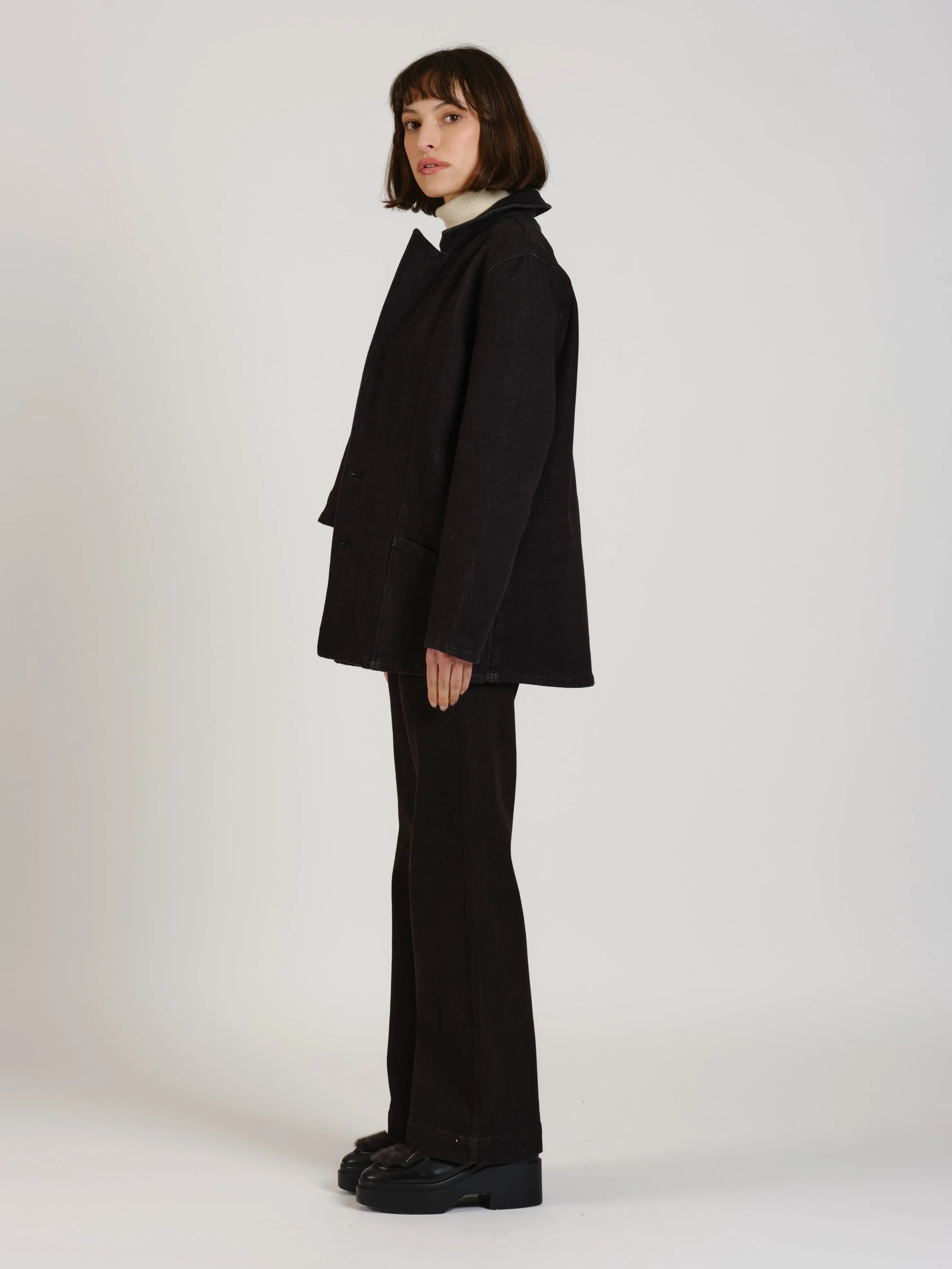 Veste en jeans INES femme, BLACK, taille XS, porté par Léa (1m70) – photo 2