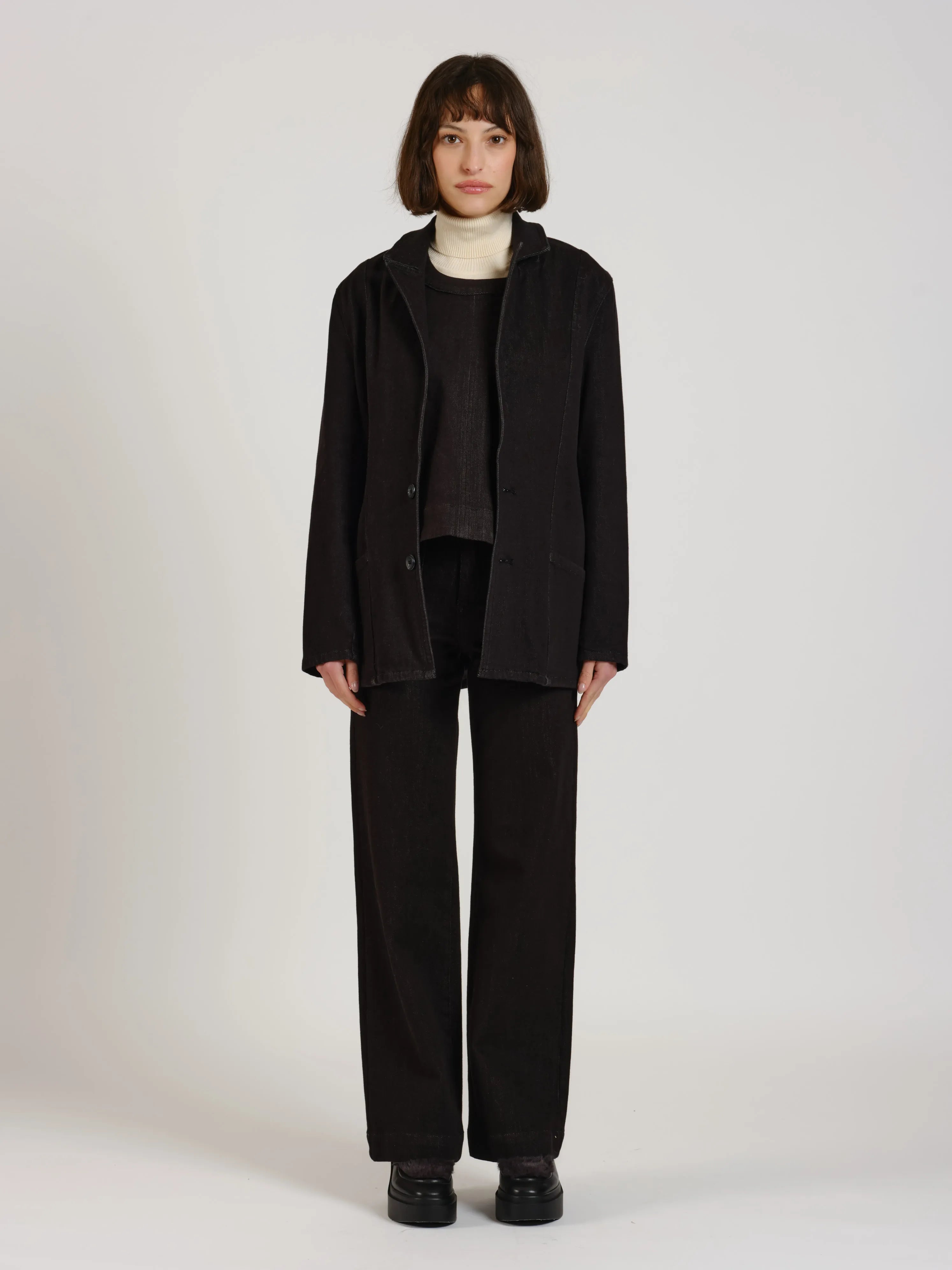 Veste en jeans INES femme, BLACK, taille XS, porté par Léa (1m70) – photo 3