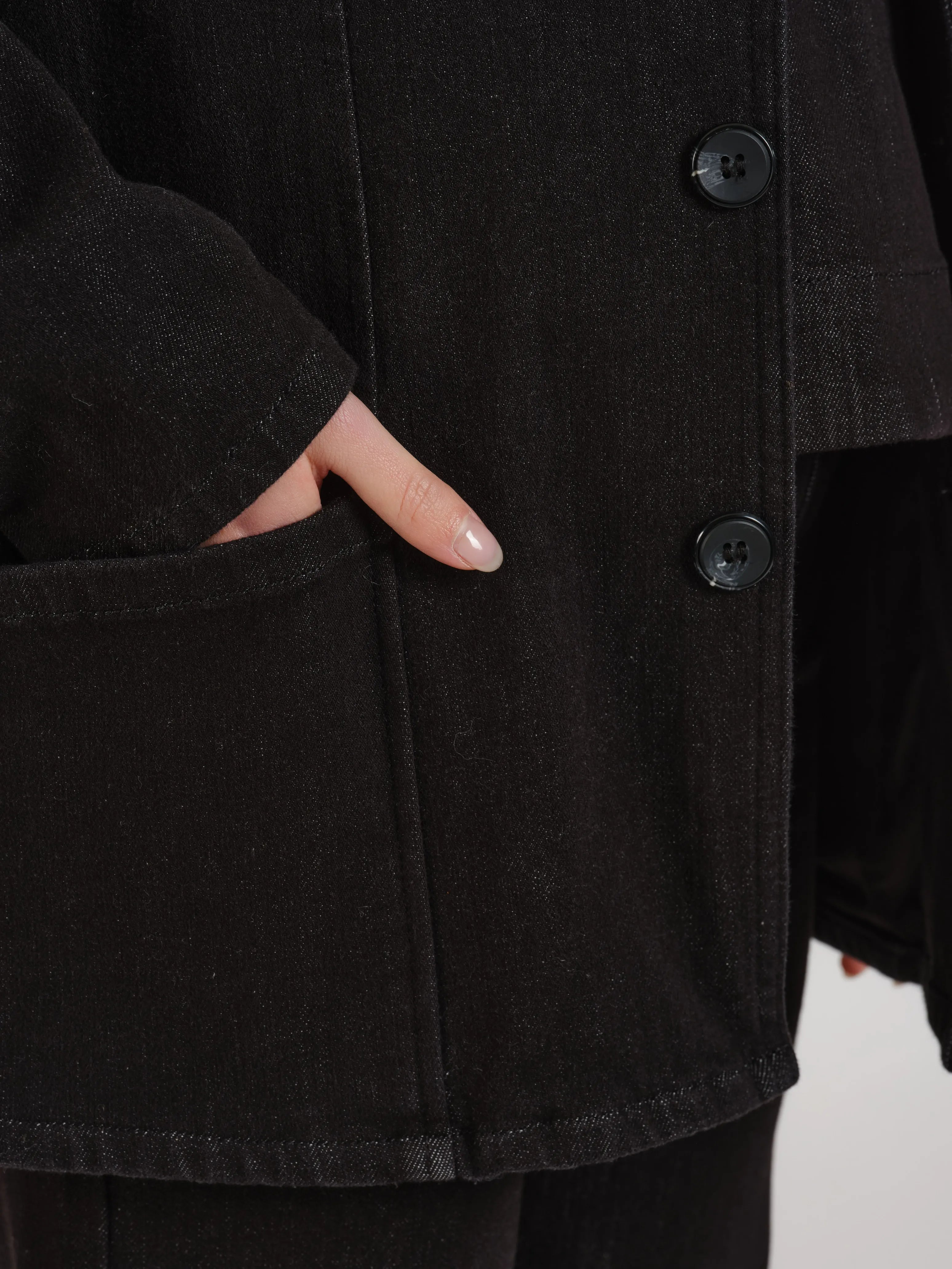 Veste en jeans INES femme, BLACK, taille XS, porté par Léa (1m70) – photo 5