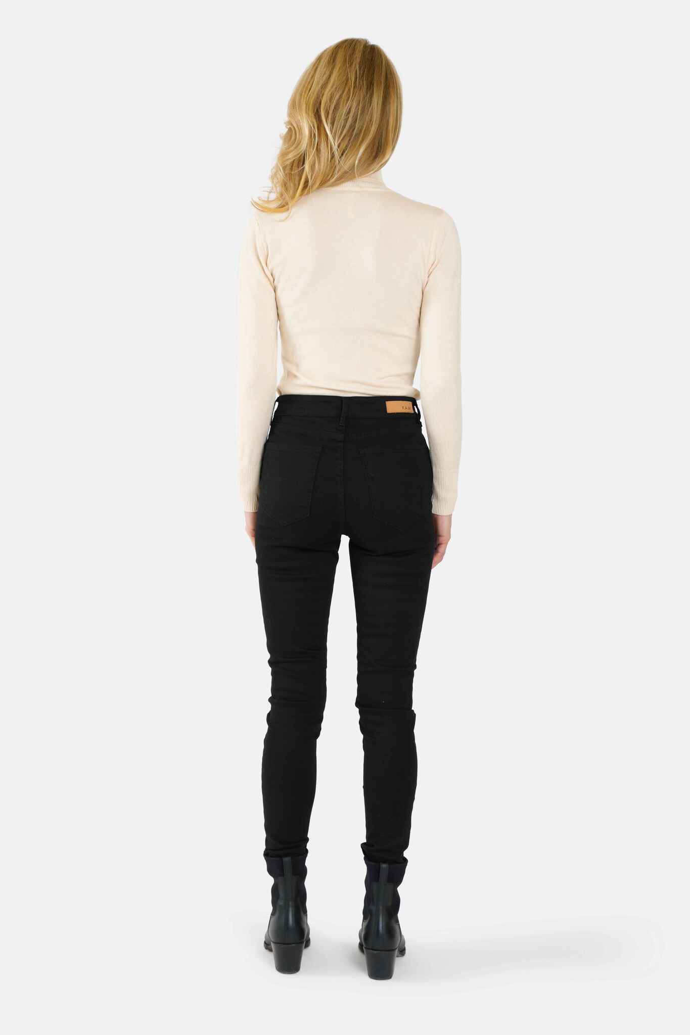 Jean skinny taille haute noir JACQUELINE femme, BLACK, taille 26, porté par Jessica (1m75) – photo 5