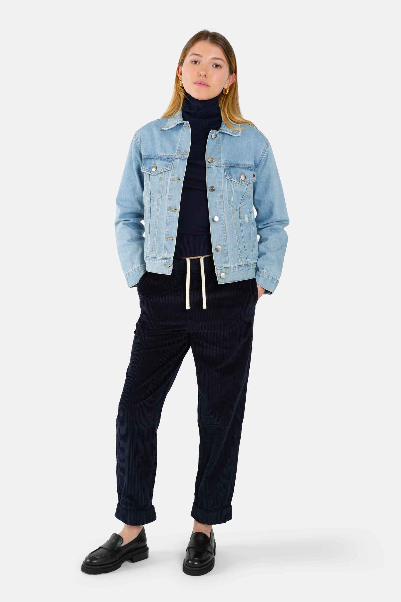 Veste En Jean Femme - Blouson Denim Classique Avec Poches Et Boutons - Style Décontracté