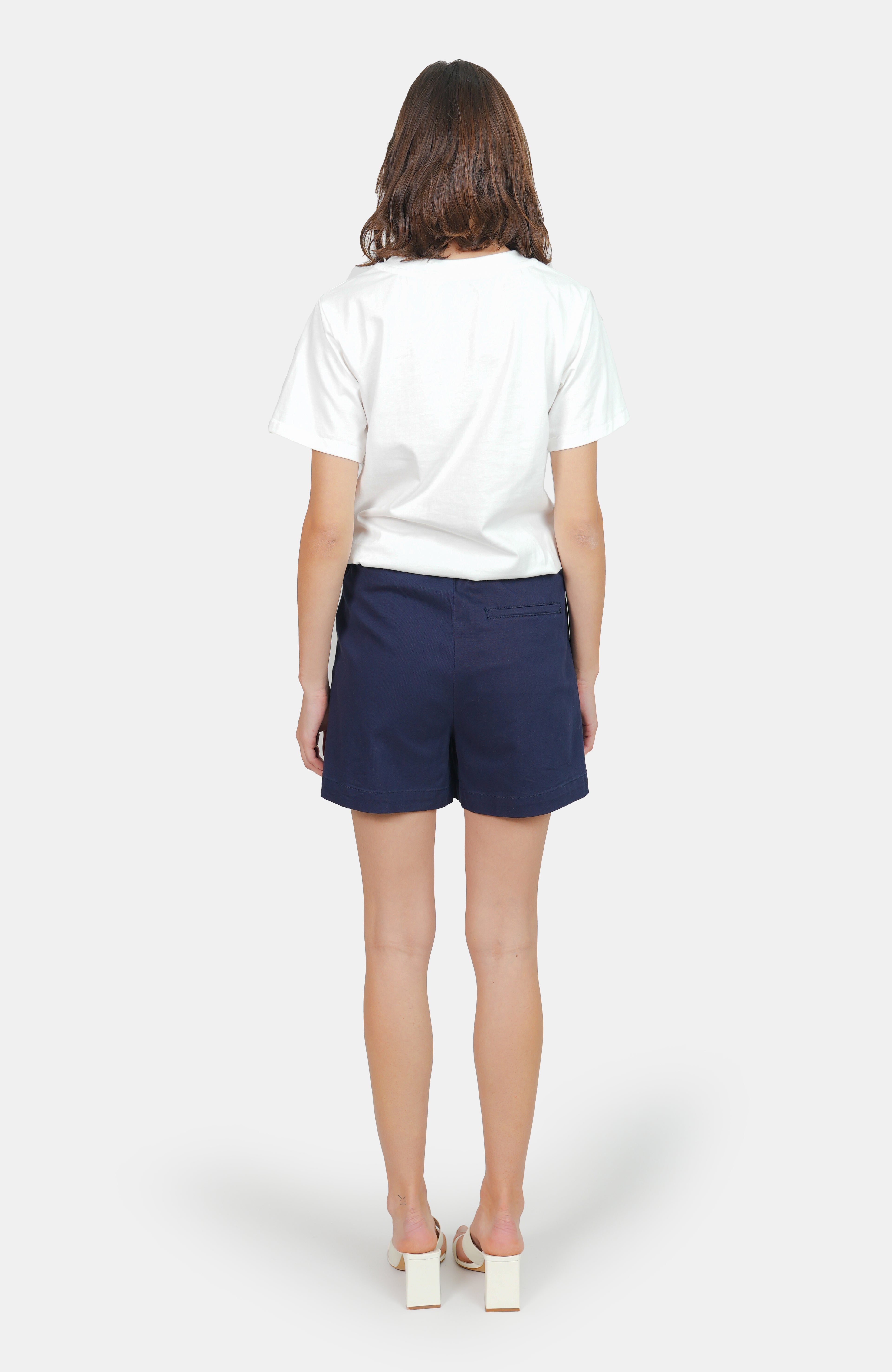Short ample en jean ABBY bleu marine
