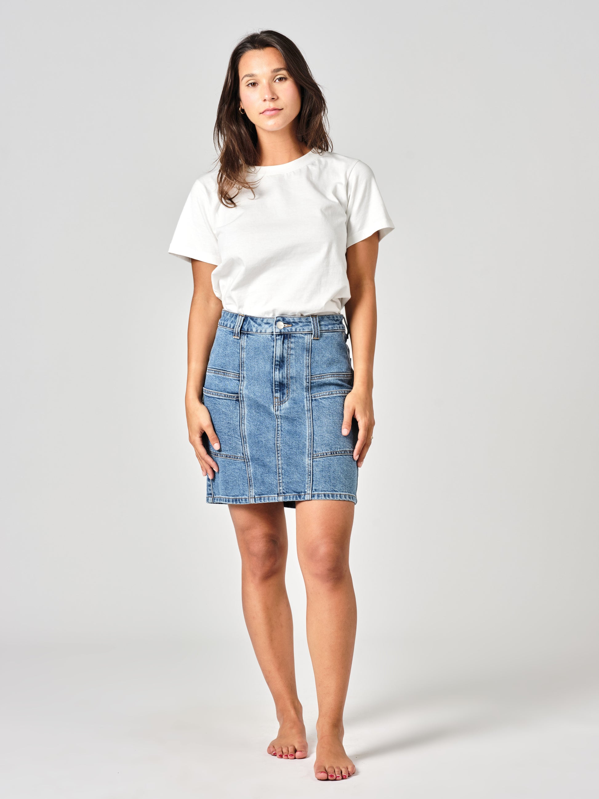AGNES stone denim skirt