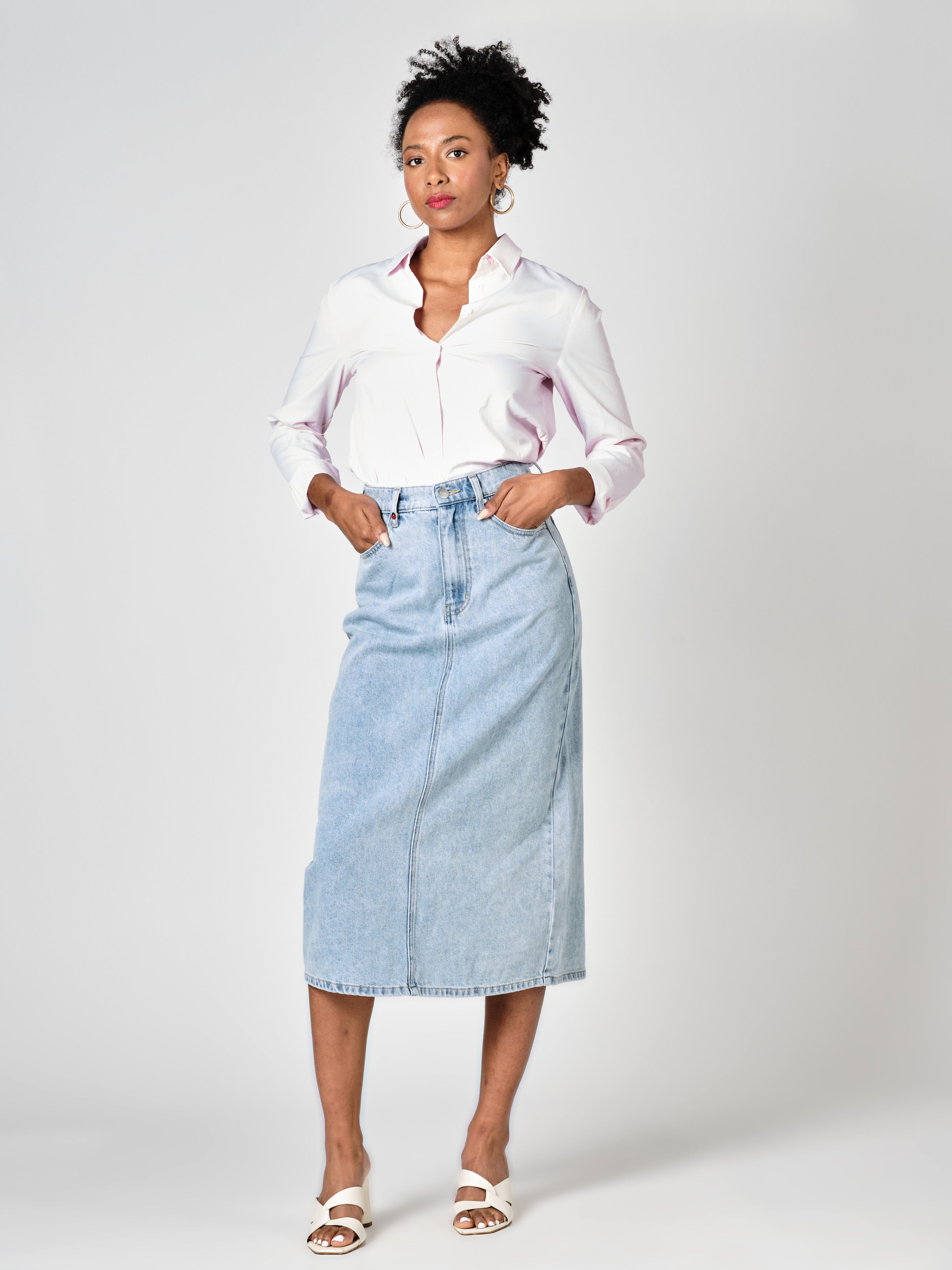 Jupe longue bleu AMBER