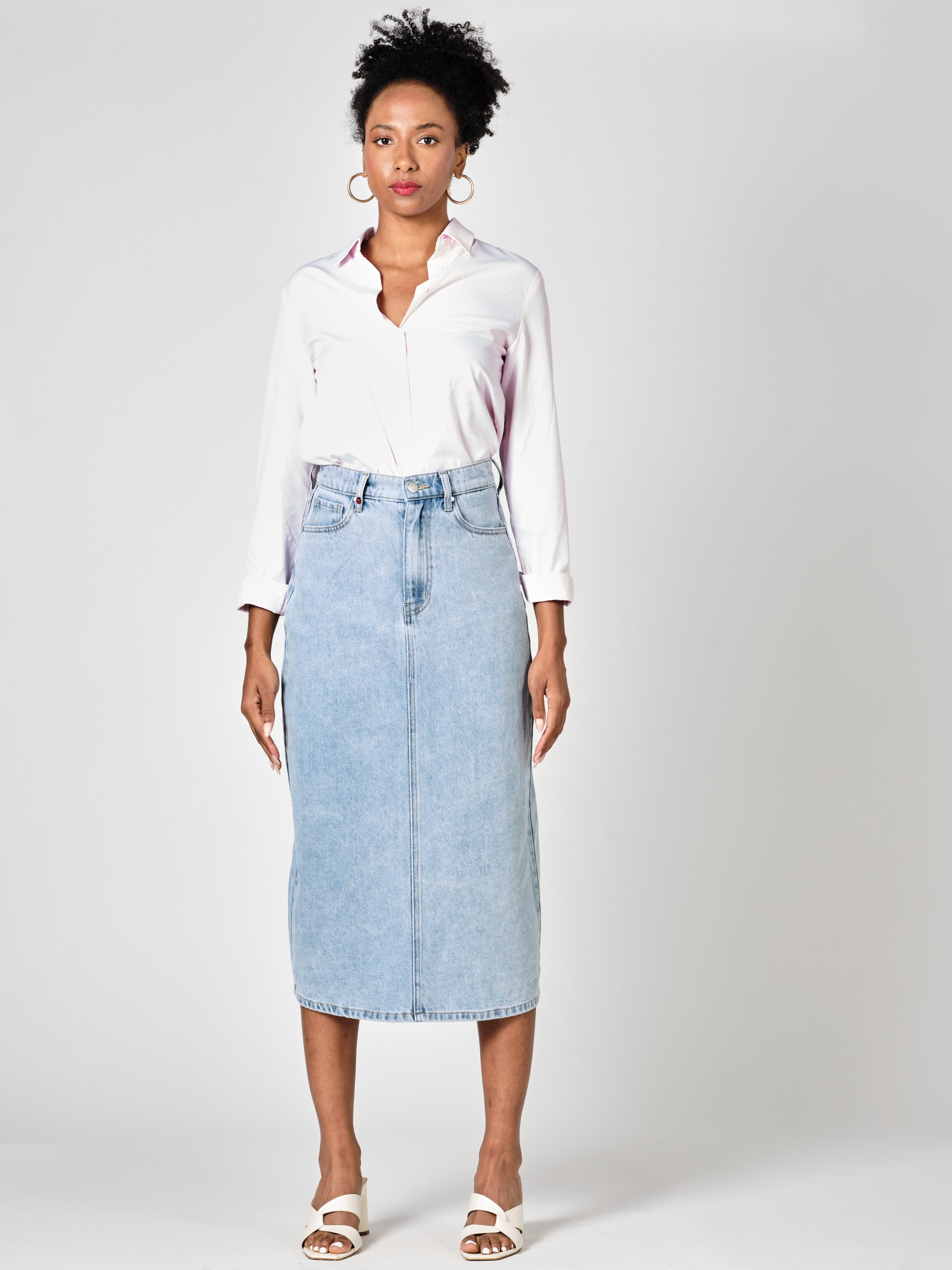 Jupe longue bleu AMBER