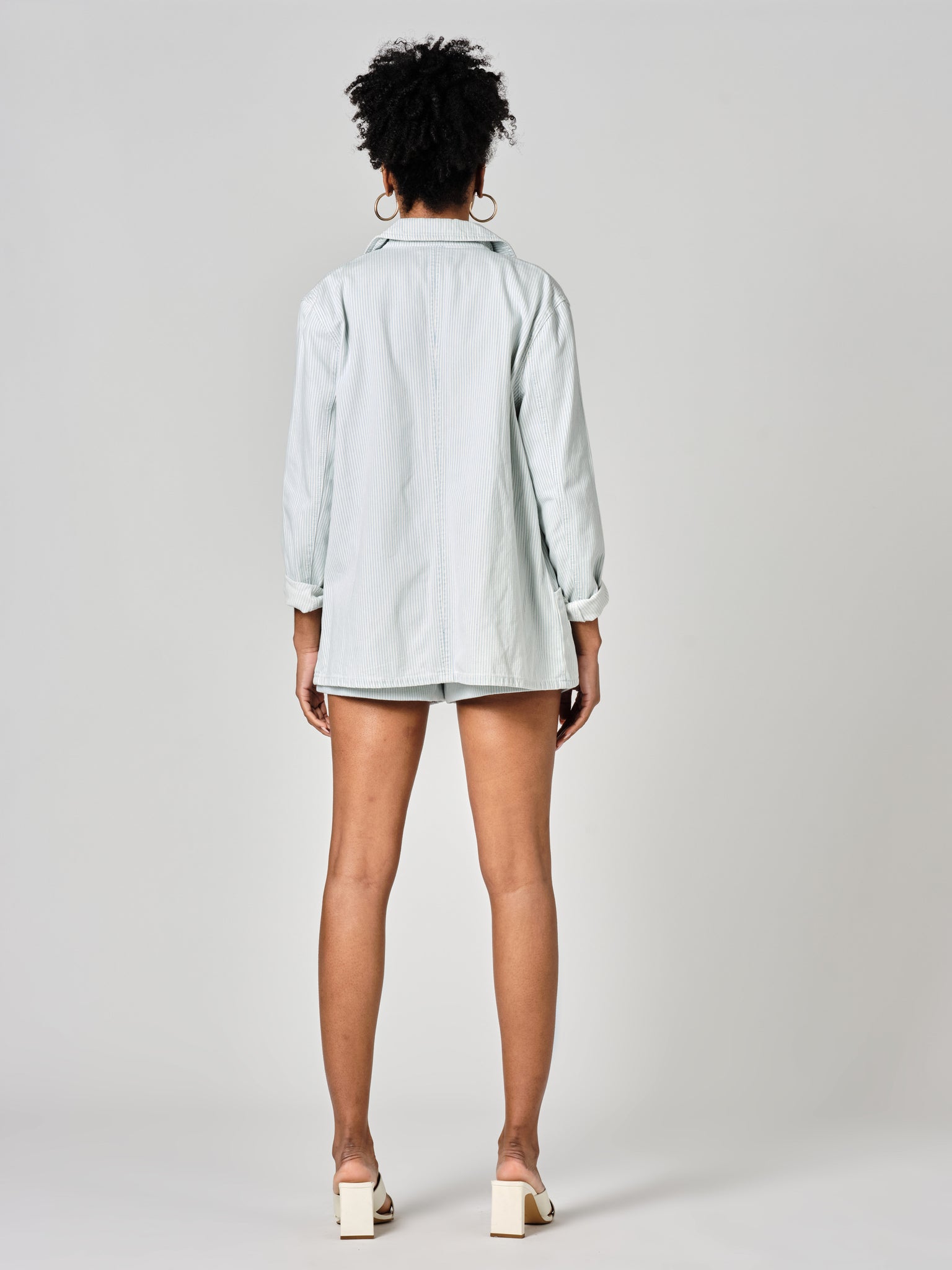 INES STRIPE blue denim jacket