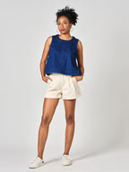AMELIA greige high-waisted loose shorts