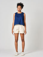 AMELIA greige high-waisted loose shorts