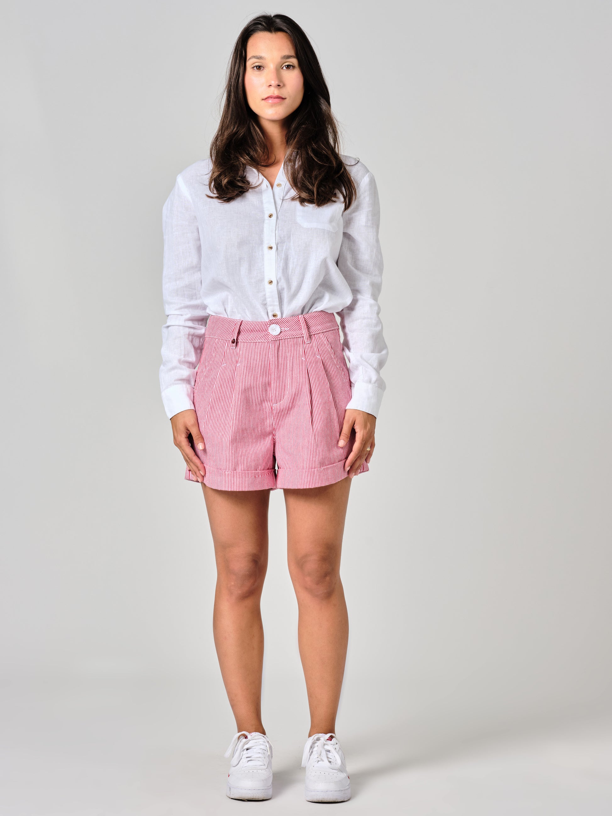 Short à pinces red AMELIA STRIPE