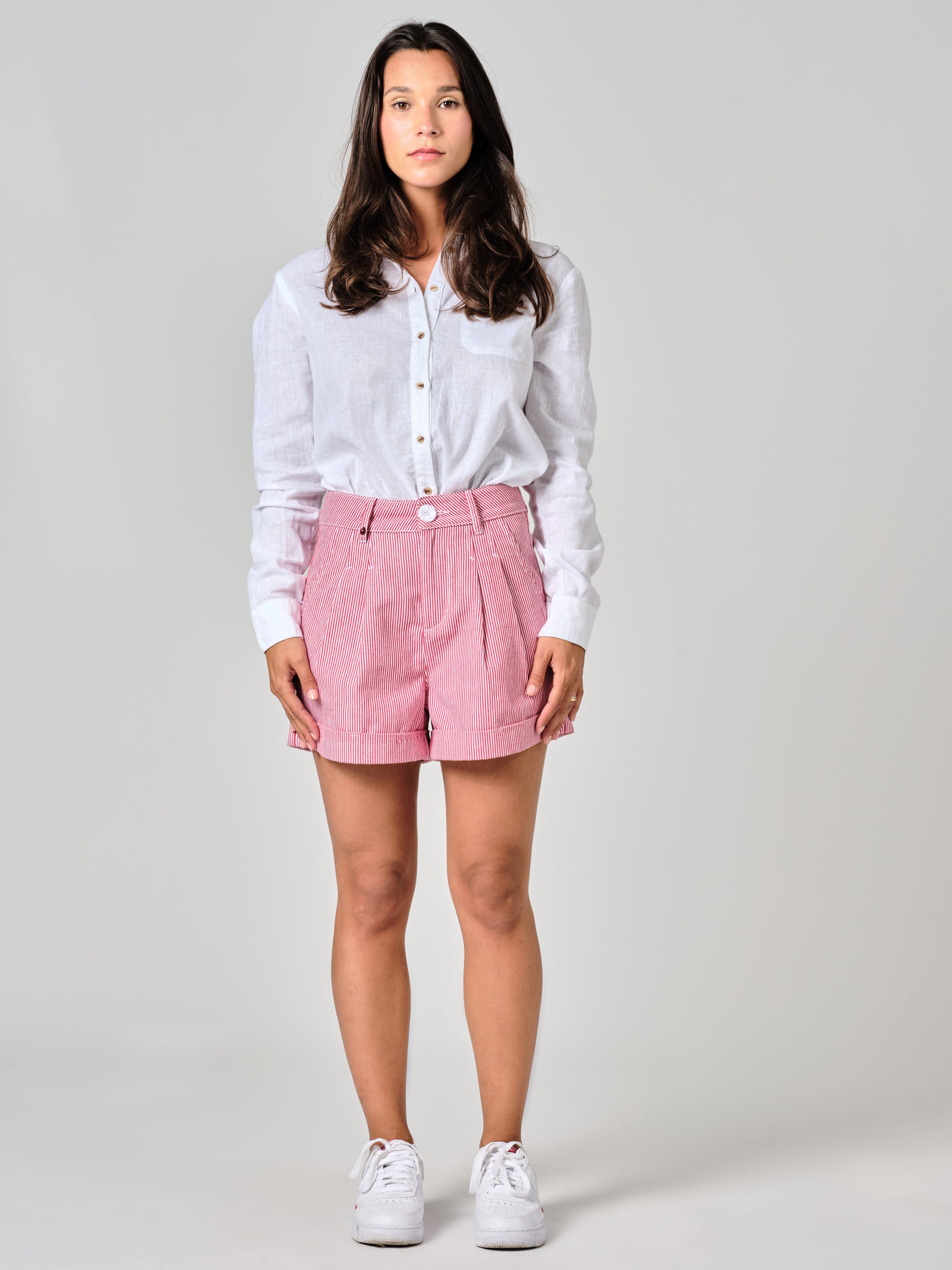 Short à pinces red AMELIA STRIPE