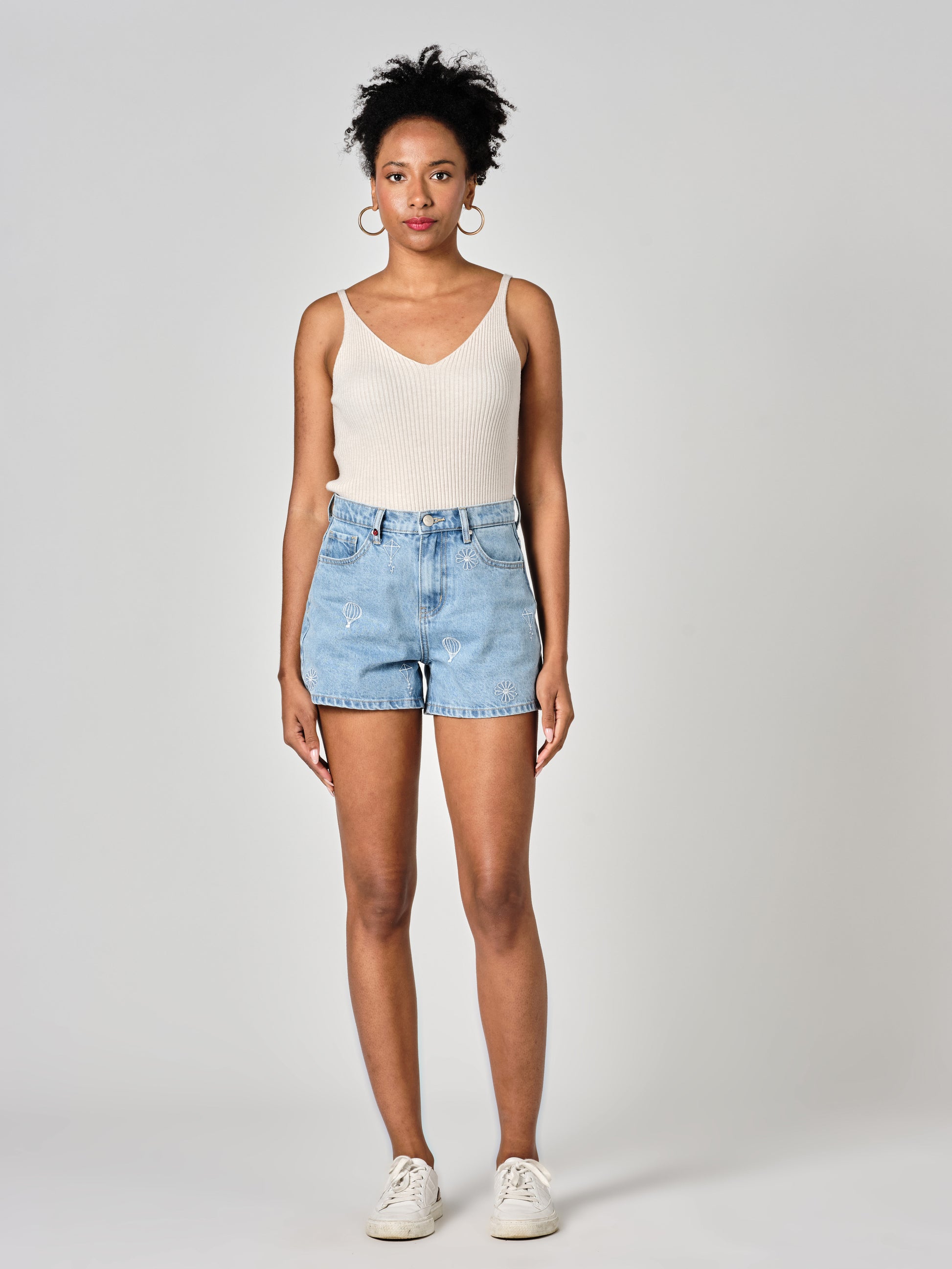 Short bleu ASHLEY EMBRO