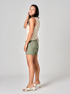 AXELLE green high-waisted shorts