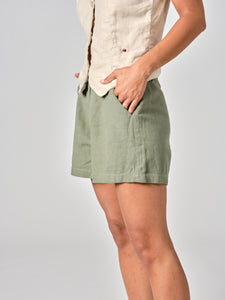 AXELLE green high-waisted shorts