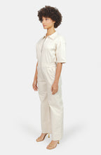 DELPHINE ecru short-sleeved flared jumpsuit