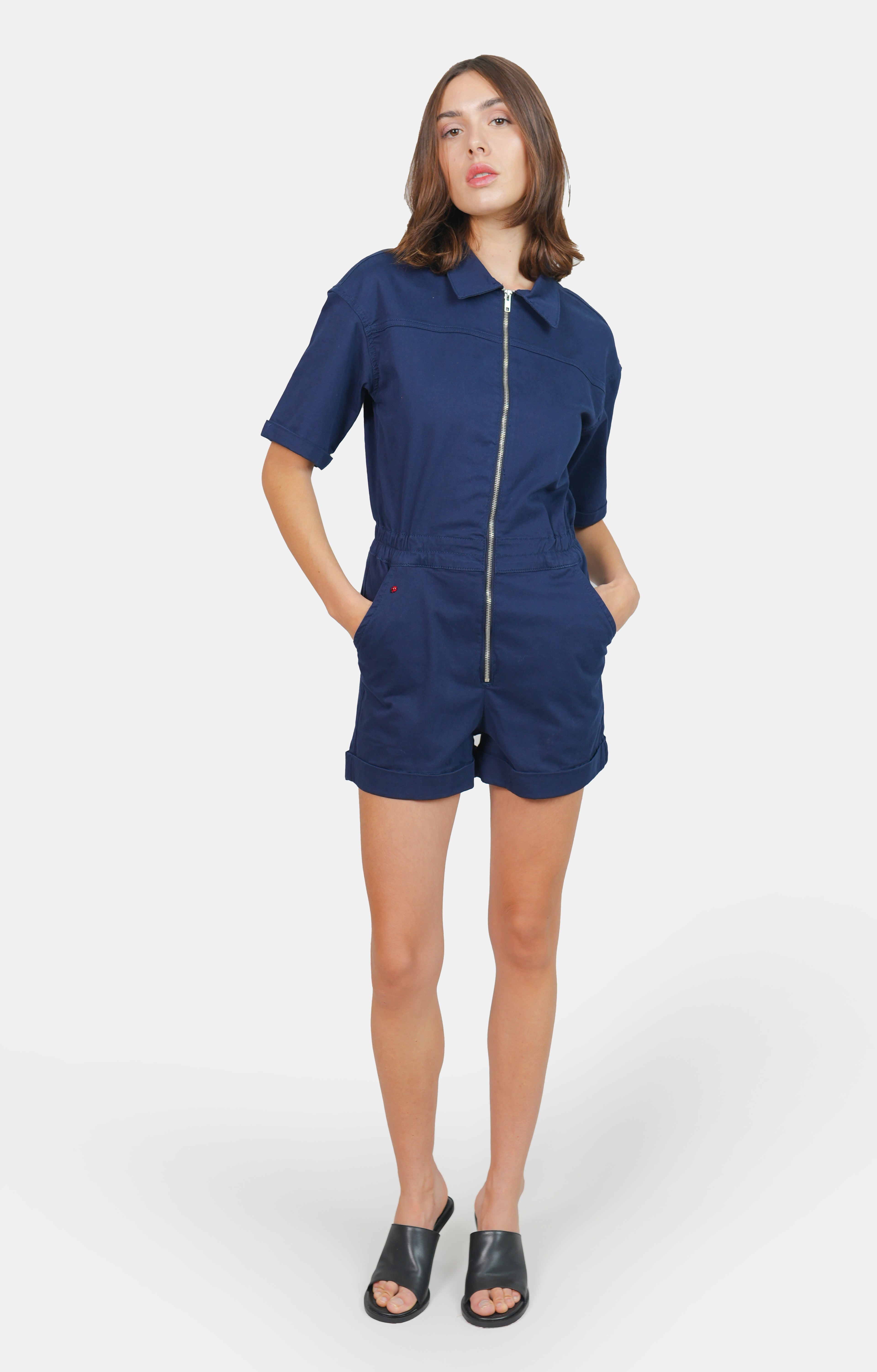 DOLCE navy blue cotton playsuit