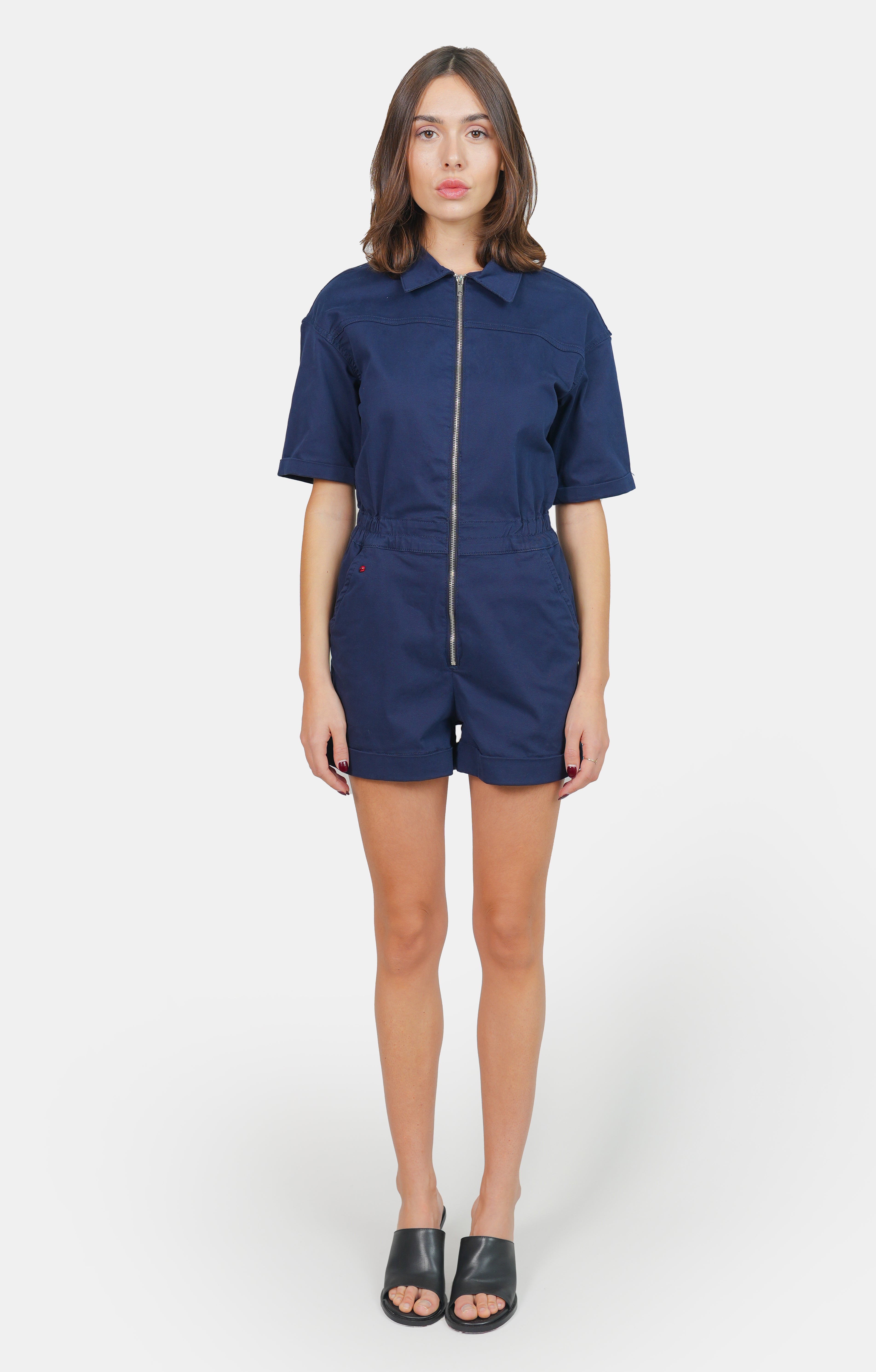 DOLCE navy blue cotton playsuit