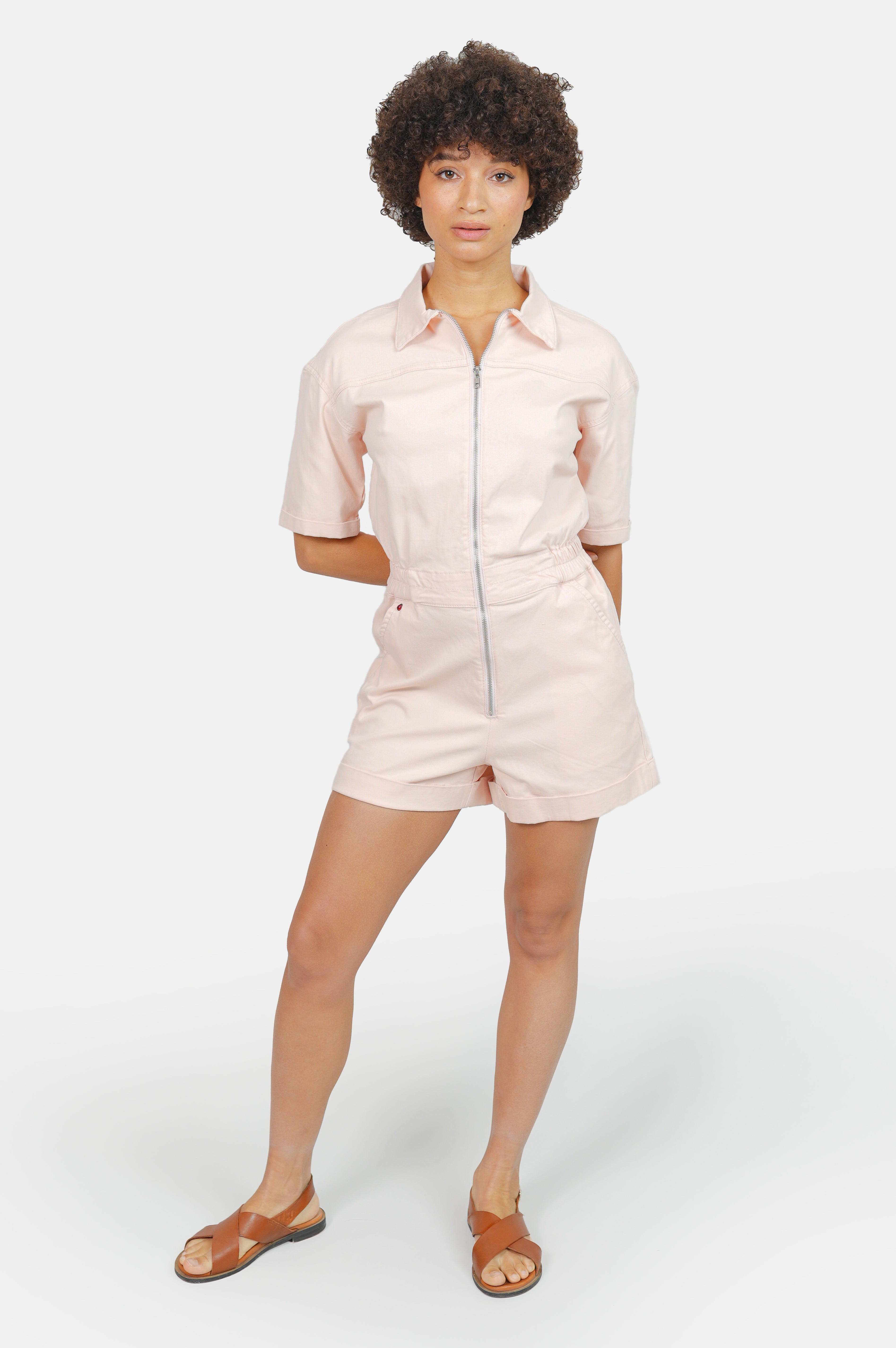 DOLCE salmon cotton playsuit