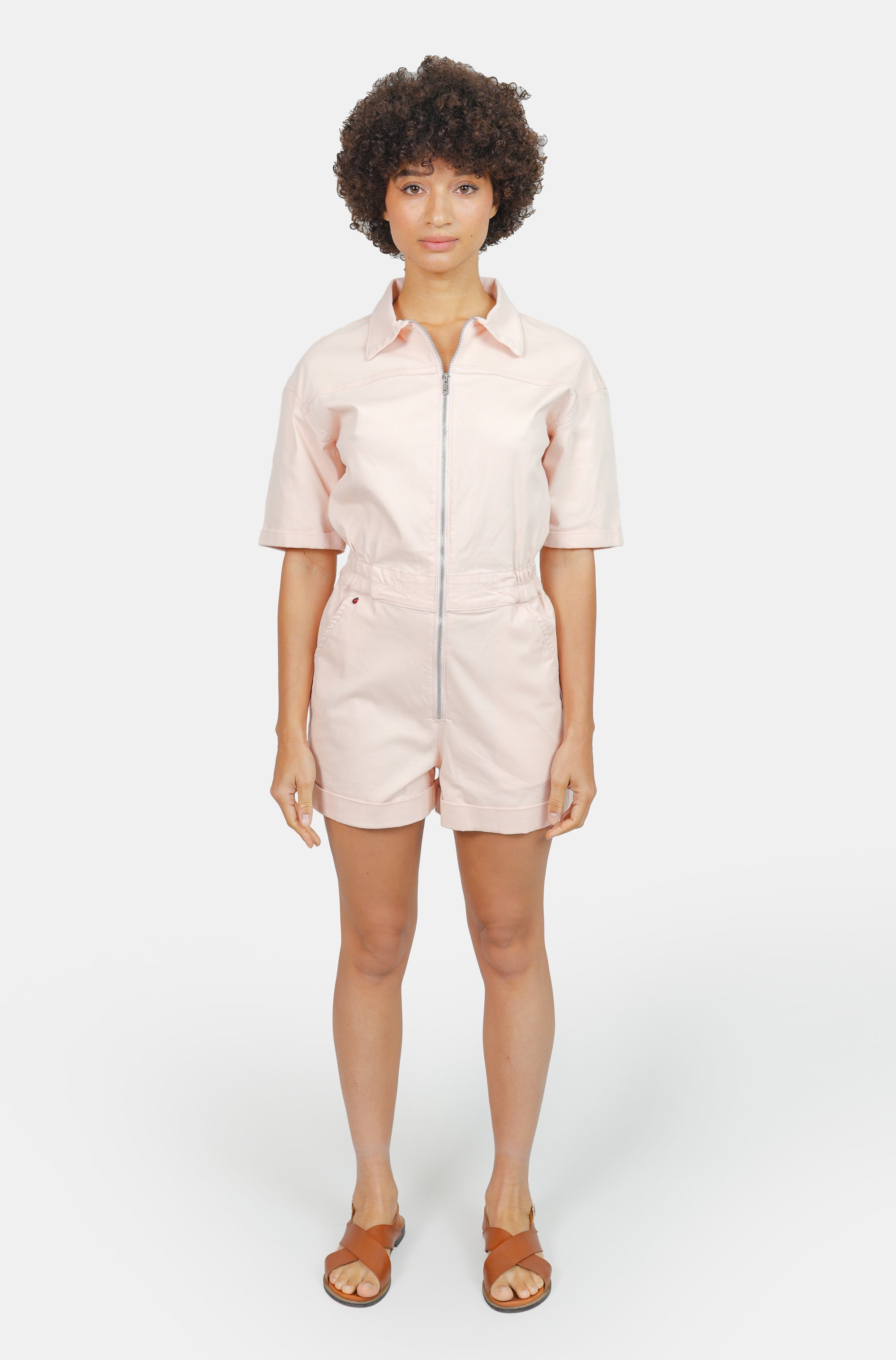 DOLCE salmon cotton playsuit