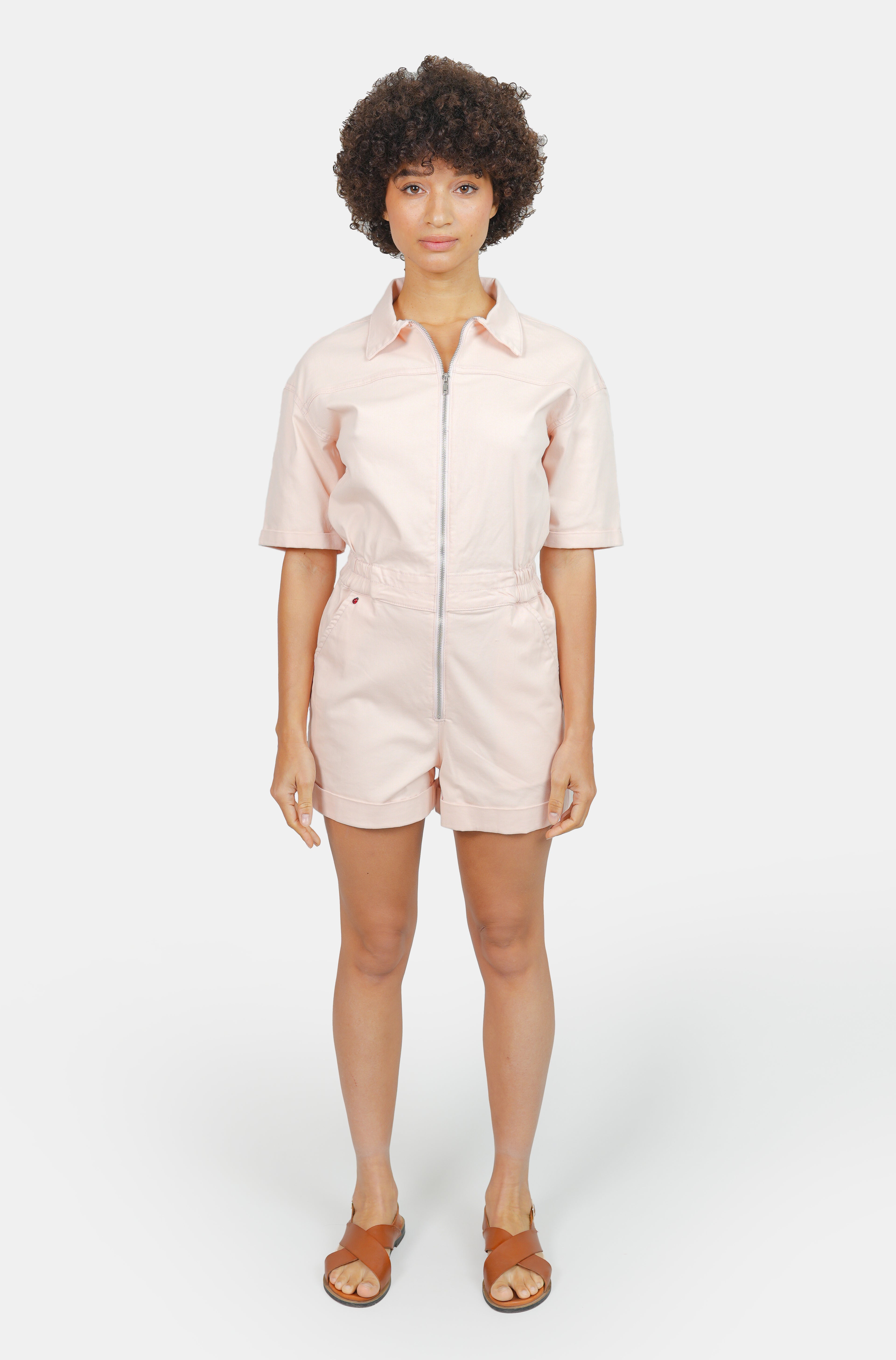 DOLCE salmon cotton playsuit