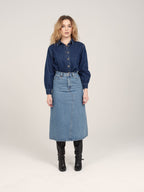 ALIX blue cotton long skirt