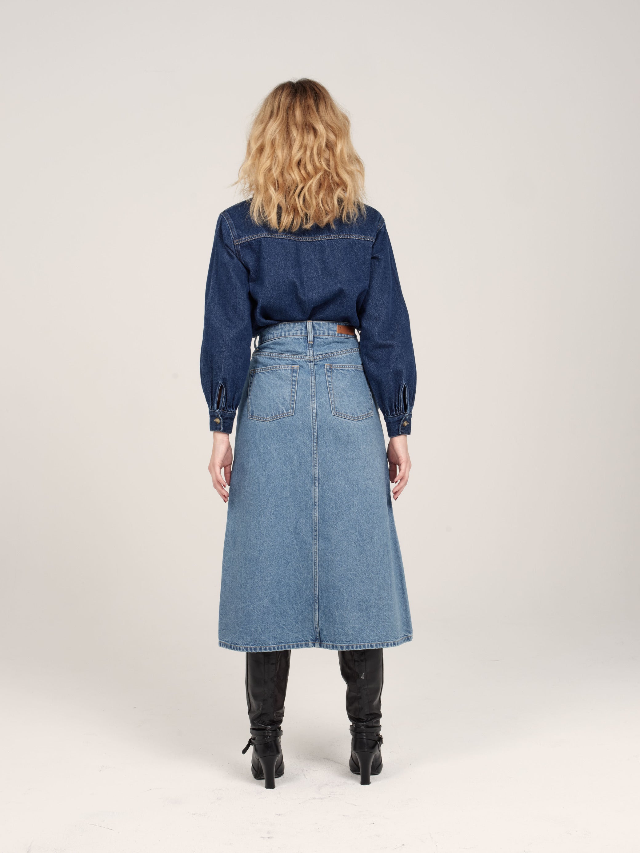 Jupe longue bleu ALIX en coton