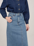ALIX blue cotton long skirt