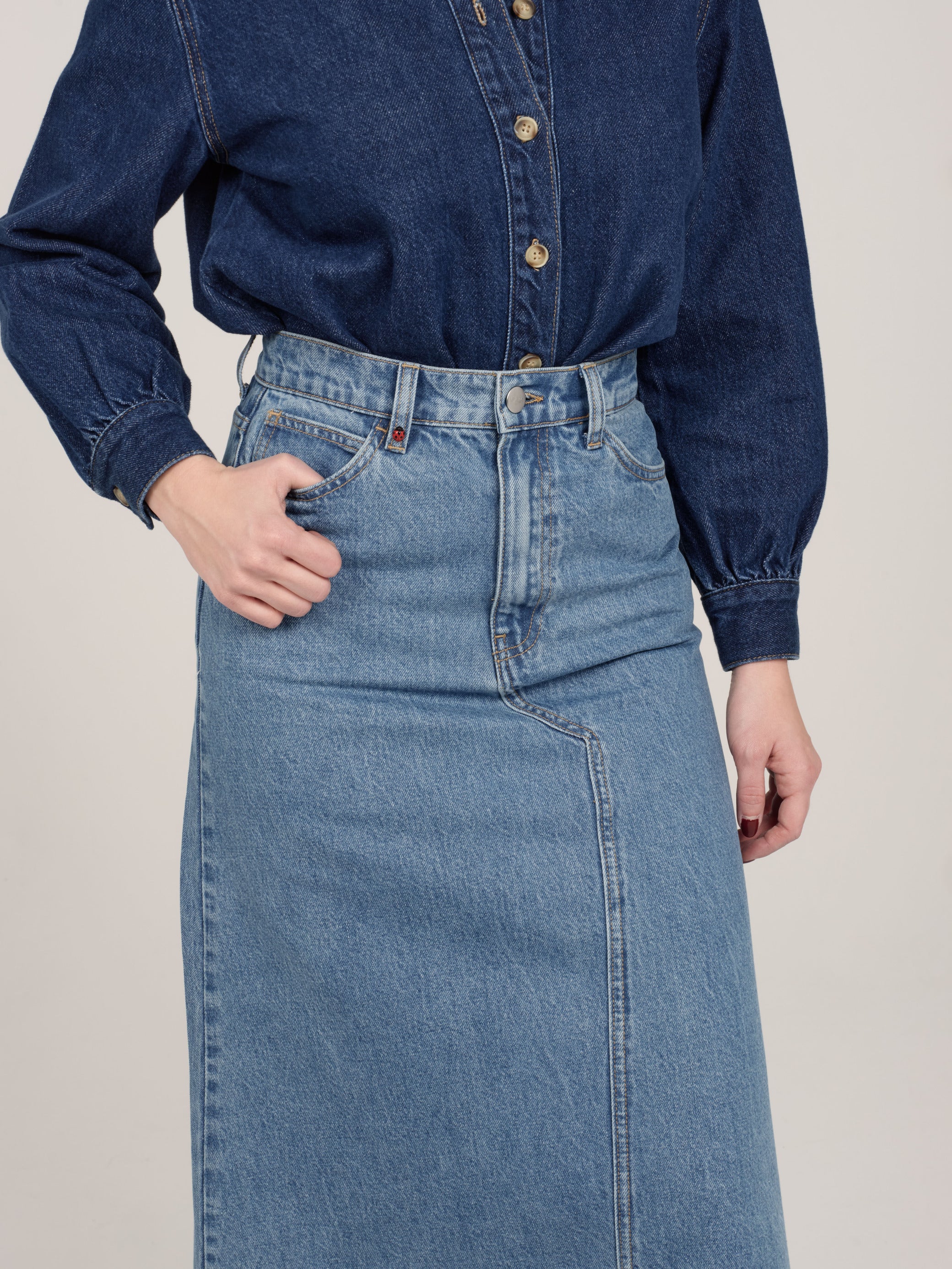 Jupe longue bleu ALIX en coton