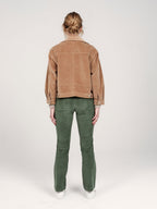 BELLA green velvet bootcut pants