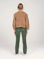BELLA green velvet bootcut pants