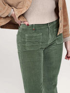 BELLA green velvet bootcut pants
