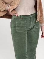 BELLA green velvet bootcut pants