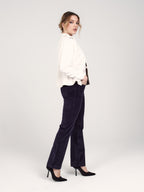 BELLA navy blue velvet bootcut pants