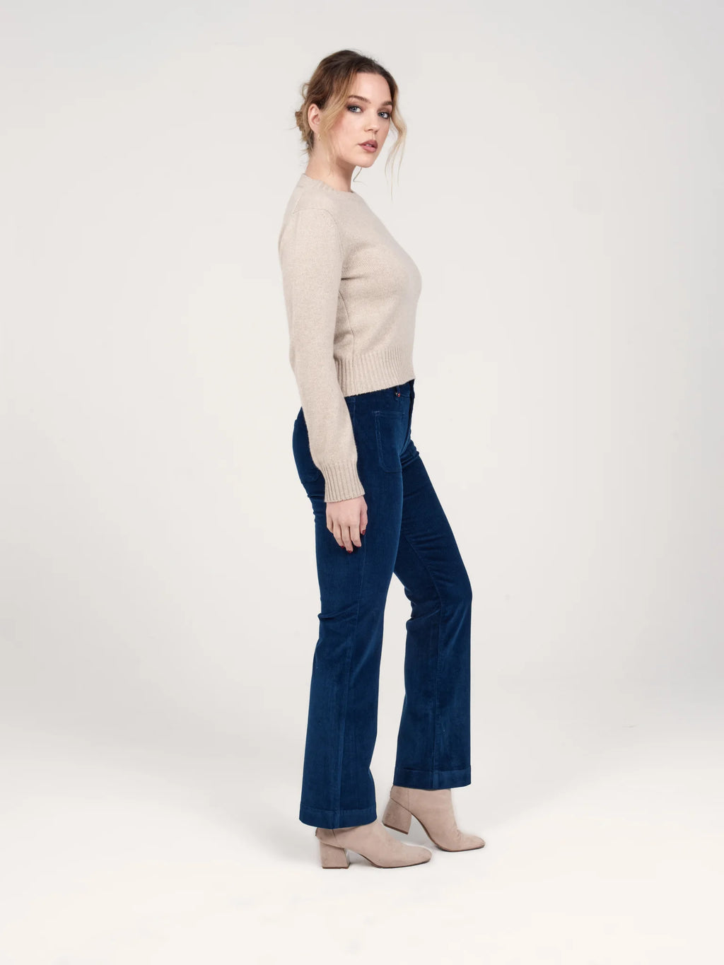 Pantalon bootcut en velours taille mi-haute BELLA