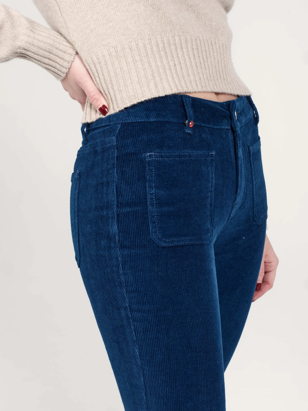 Pantalon bootcut en velours taille mi-haute BELLA