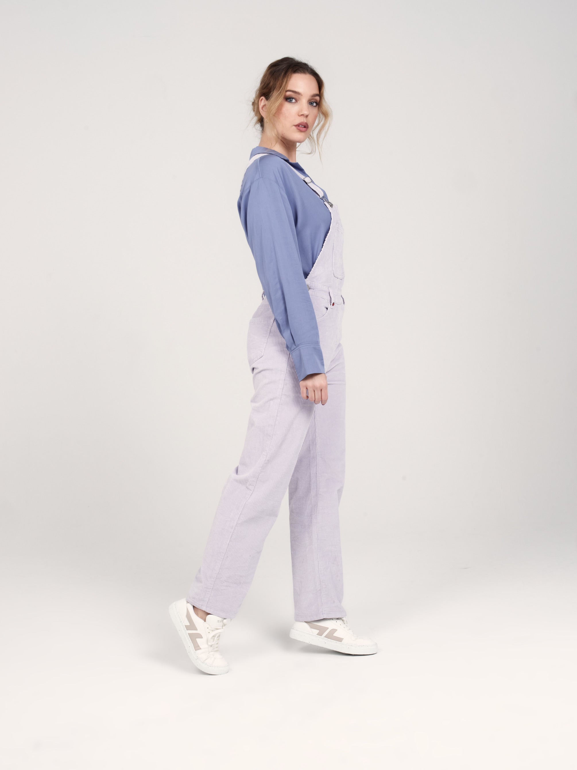 DESIRE Grey Flax Velvet Overalls