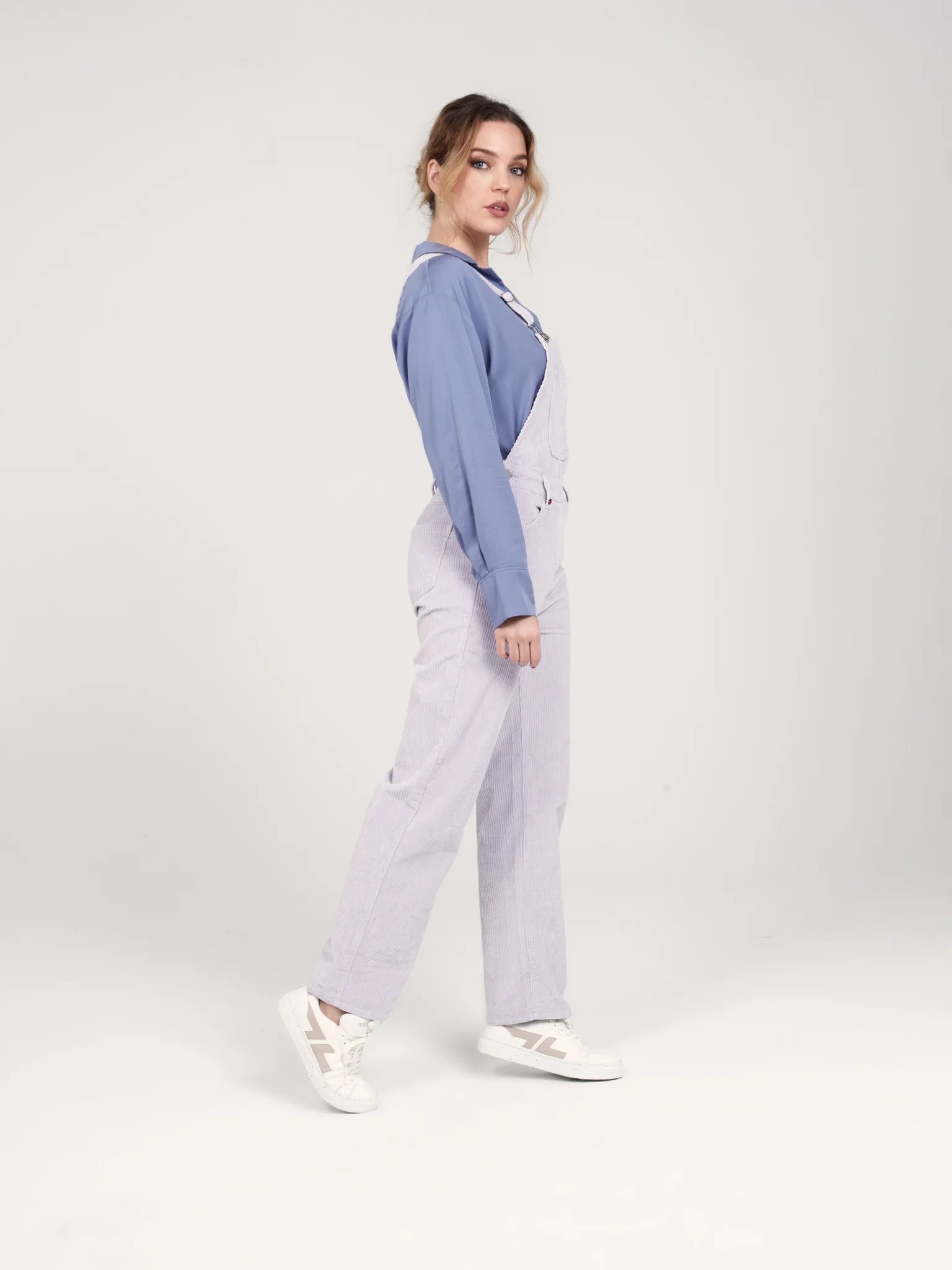 DESIRE Grey Flax Velvet Overalls