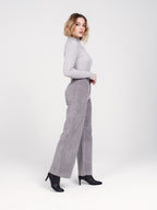 Flared trousers in FAUVE gray velvet