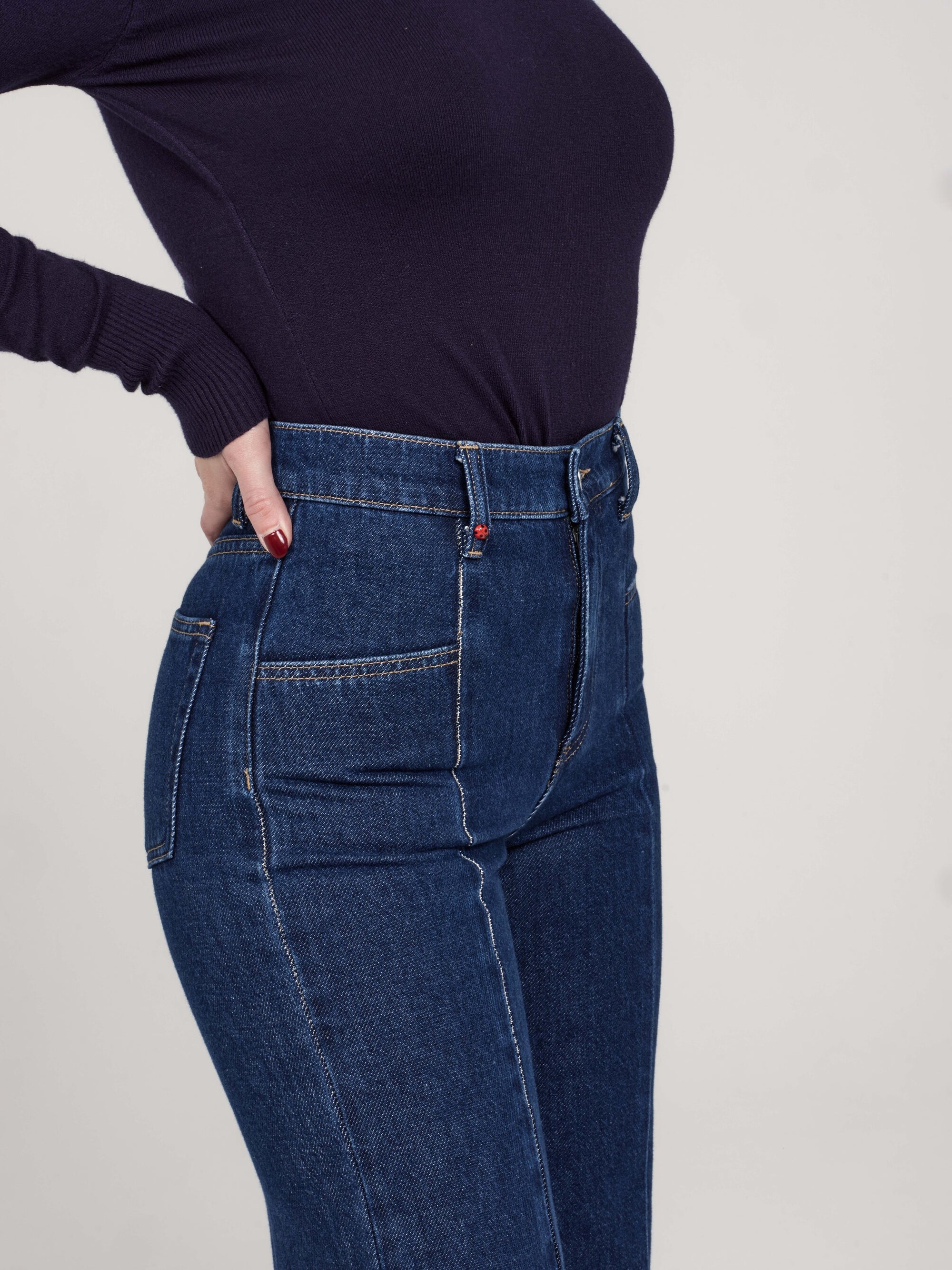 FILA navy cotton wide-leg jeans
