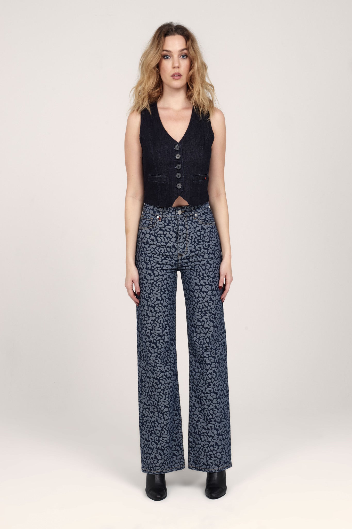 FOREST JACQUARD cropped flared jeans
