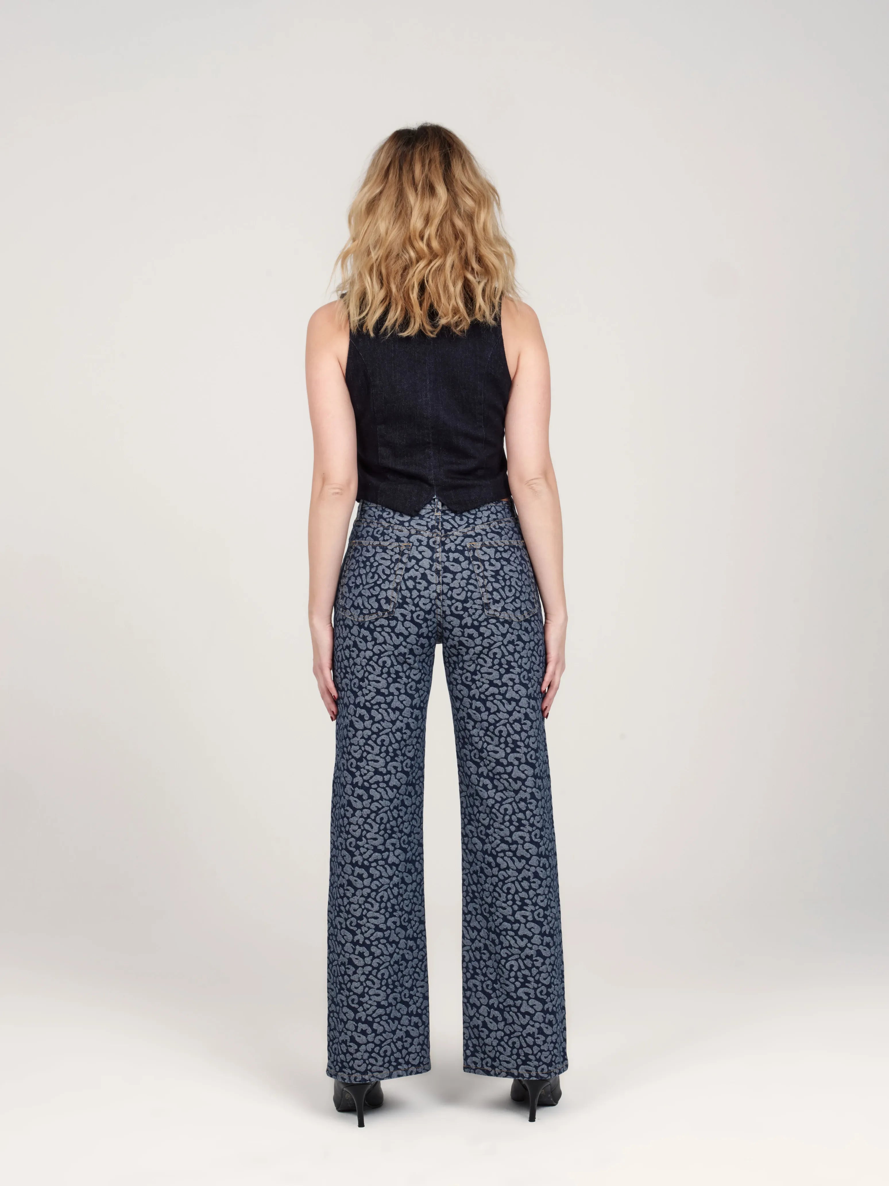 FOREST JACQUARD cropped flared jeans