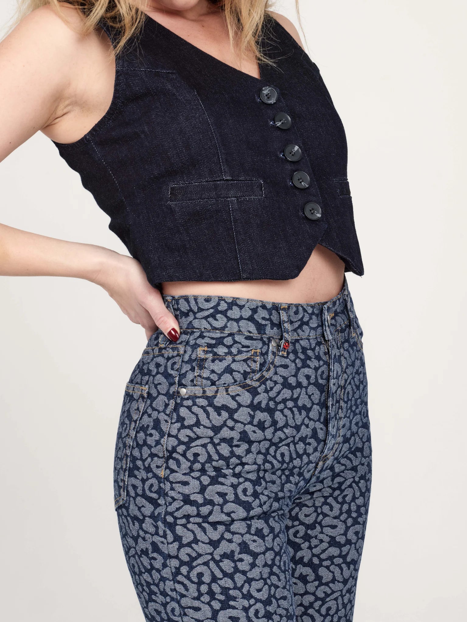 FOREST JACQUARD cropped flared jeans