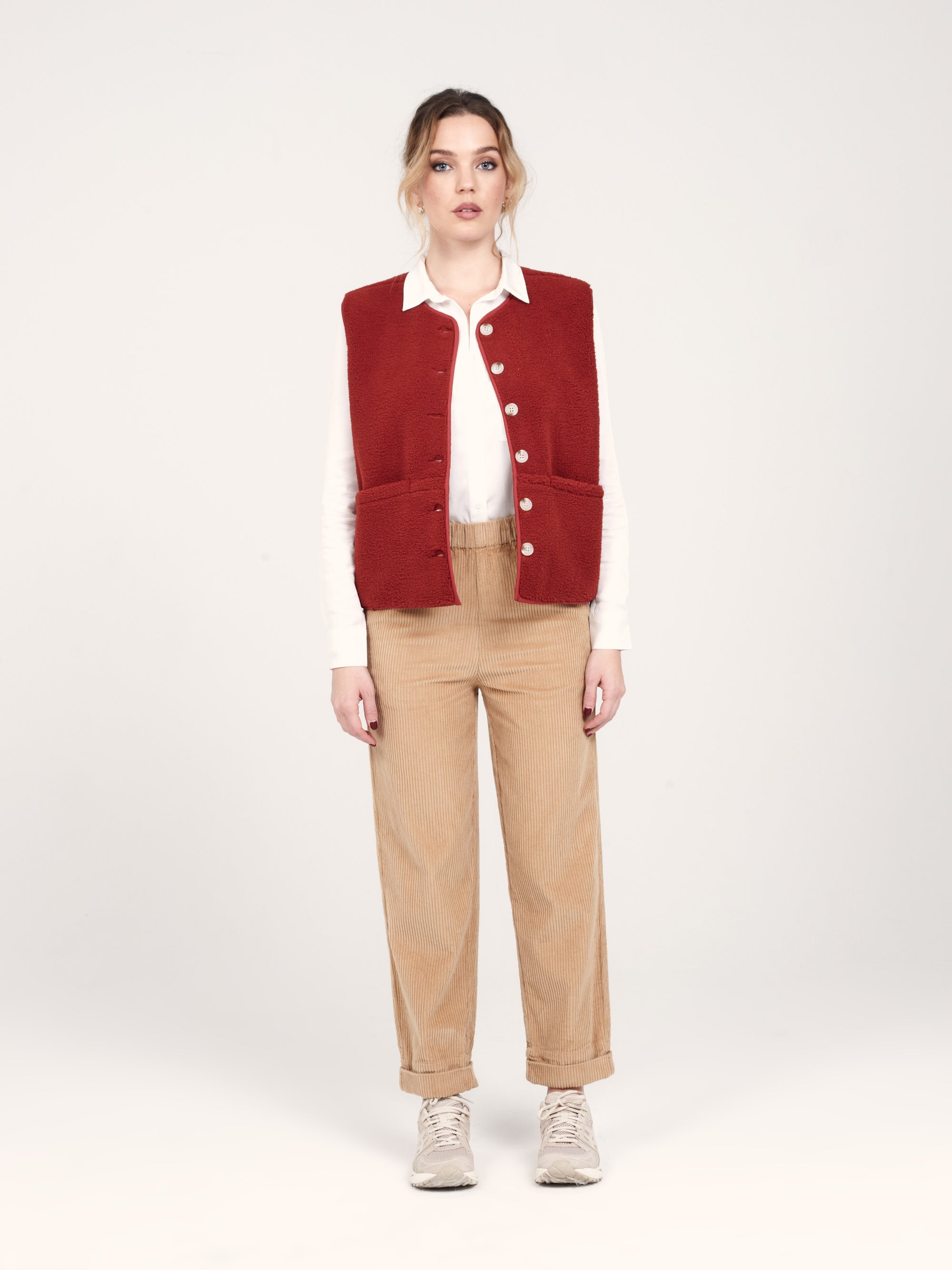 Comfortable camel velvet mom pants FRANCE