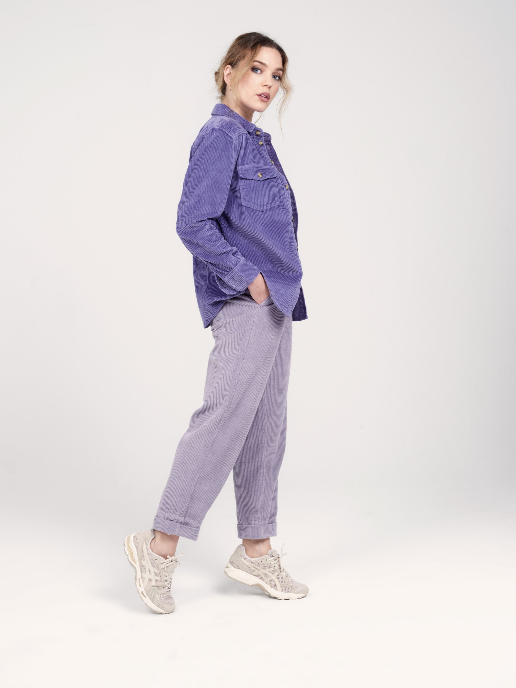 Comfort flax grey velvet mom pants FRANCE