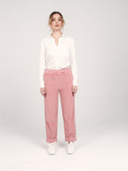 Pantalon mom confort rose en velours FRANCE