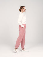 Pantalon mom confort rose en velours FRANCE