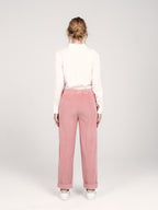 Pantalon mom confort rose en velours FRANCE