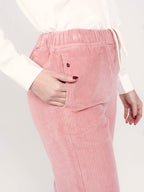 Pantalon mom confort rose en velours FRANCE