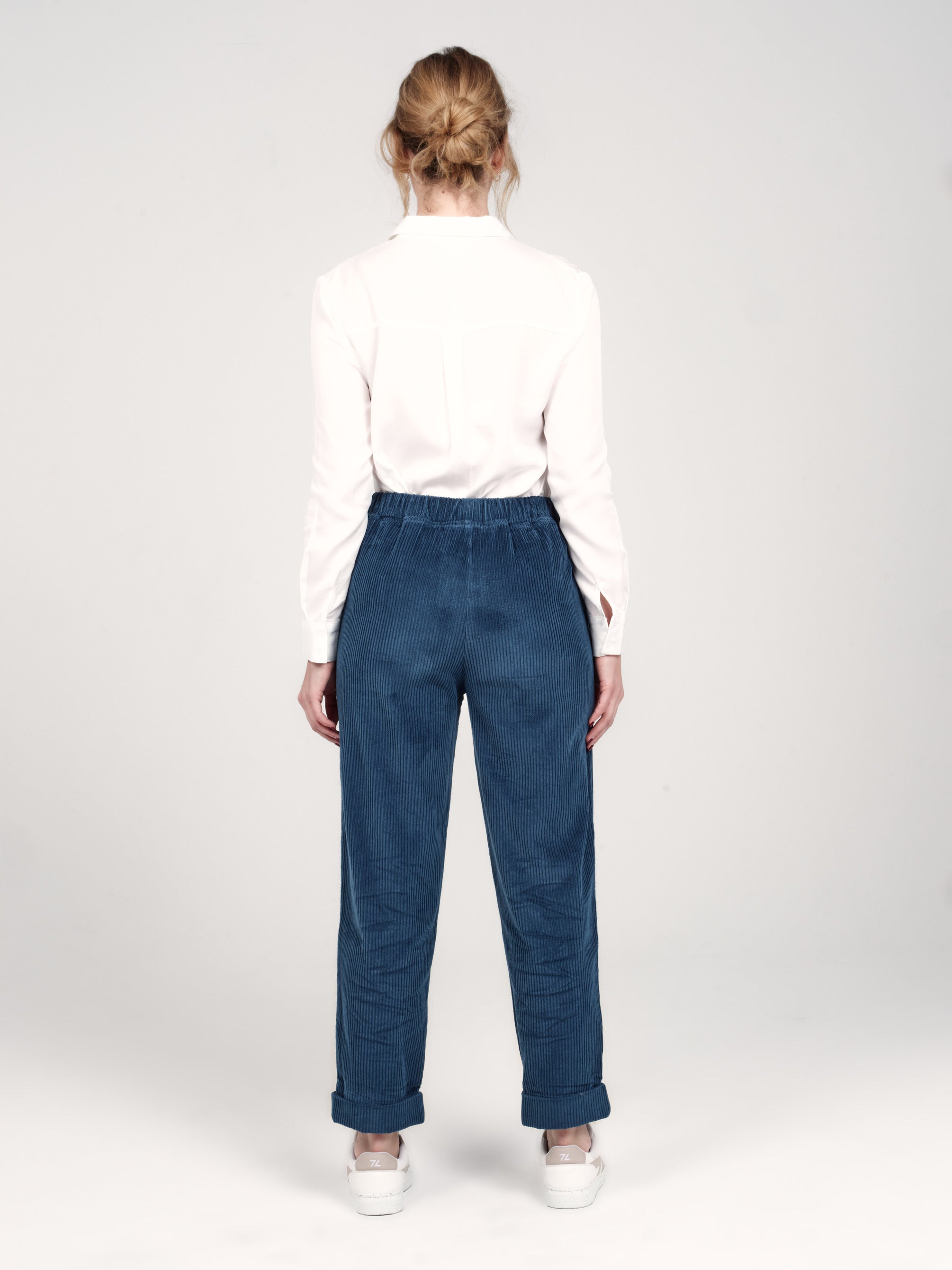 Pantalon Mom confort pétrole en velours FRANCE