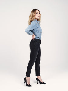 MAEVA high-waisted black slim boyfriend jeans