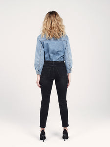MAEVA high-waisted black slim boyfriend jeans